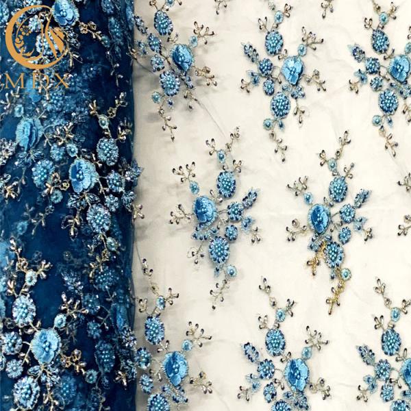 Quality 20％ Polyester Guipure Lace Fabric / Embroidered Mesh Lace 3D Applique for sale
