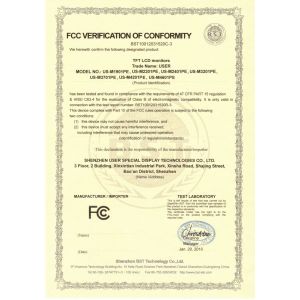 Shenzhen USER Special Display Technologies Co., Ltd Certifications