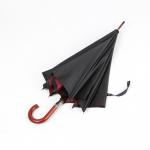 Black Wooden Hook Handle Umbrella , Curved Handle Large Rain Umbrella Durable