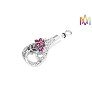 Buy cheap Copper Material Flower Pattern Cremation Urn Necklace Charms from wholesalers