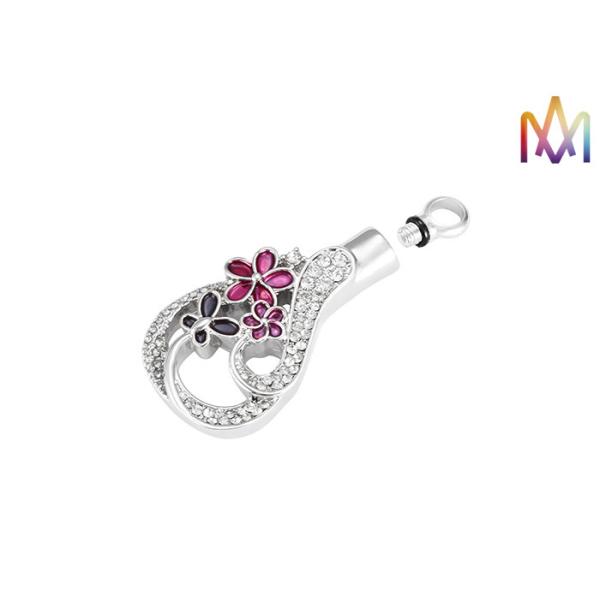 Quality Copper Material Flower Pattern Cremation Urn Necklace Charms for sale
