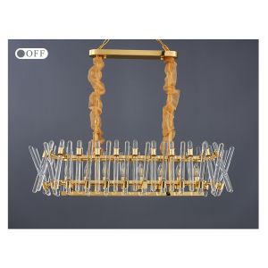 Luxury Kitchen Chandelier Modern Home Decor Hang Lamp Gold Rectangle ceiling