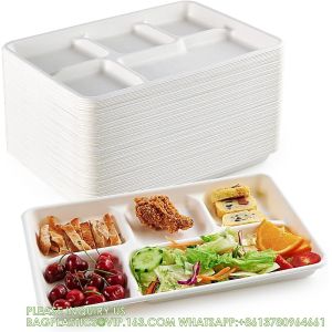 Buy cheap 5 Compartment Plates, 125 Pack Disposable Paper Plates, Biodegradable Sugarcane product