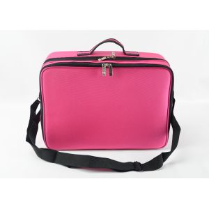 Custom Pink Makeup Bag , Red Fabric Zipper Makeup Carrying Bag