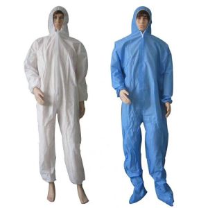 Buy cheap Full Body Breathable Disposable Coveralls High Pretection Level With Zipper product