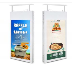 Buy cheap ceiling roof mount double screens 55" inch wireless WIFI network totem LCD display for commercial AD POP screen Window signage from wholesalers