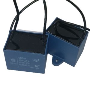 Buy cheap CBB61 250V 30mfd 10000 Hours Ceiling Fan Induction Motor Capacitor With 200 Line Length VH Terminal from wholesalers