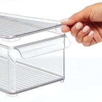 China Plastic Food Storage Container Bin with Lid and Handle for Kitchen, Pantry, Cabinet, Fridge, Freezer -Organizer for sale