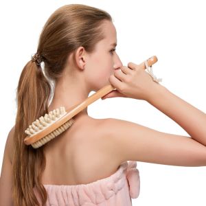 Buy cheap Wooden Long Handle Body Brushes Natural Bristles Brushes from wholesalers