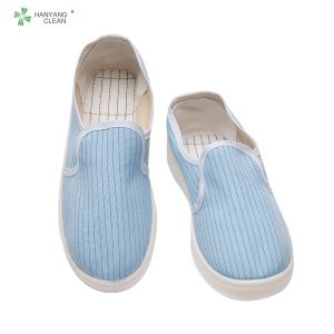Electrical factory cleanroom stripe canvas PVC outsole shoe breathable esd