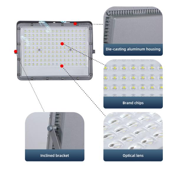KCD Outdoor Super Brightness Floodlight High Lumen Commerical IP67 100w 200w 300w 400w 500w 600w Solar Rechargeable