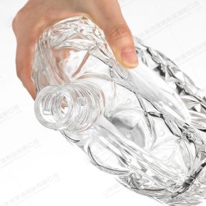 Buy cheap 500ml 1000ml Clear Glass Bottle for Whiskey Gin end with Polymer Gold Cork or Pour Lid from wholesalers