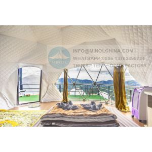 100km/H Outside Geo Glamping Dome Tent With Fireplace