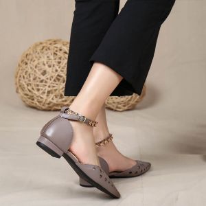 Buy cheap S378 Sandals Women 2020 New Hole Shoes Hollow, Breathable And Cool One-Word Flower Shoe Buckle Pointed Sandals from wholesalers