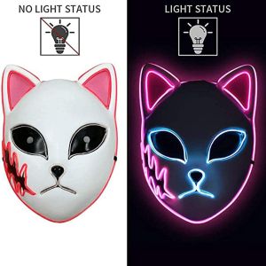 Buy cheap Halloween Demon Slayer Japanese Anime LED Face Mask Light Up For Cosplay from wholesalers