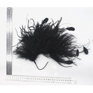 15*30 cm Ostrich Feather Plumes Flower Mount with Wire Accessory in Dyed Pattern