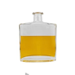 Buy cheap Flat Square Whiskey Vodka Rum Tequila Gin Spirits Glass Bottle with Cork Sealing Type from wholesalers