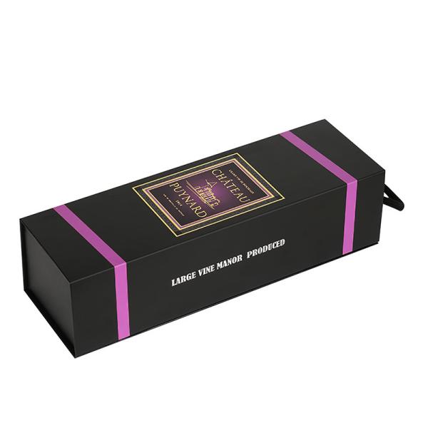 Quality Lightweight Hard Cardboard Magnetic Wine Gift Box Customized With Handle for sale