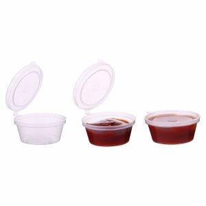 Buy cheap Clear Plastic Mini Disposable Sauce Cup Leak Resistant With Lid from wholesalers