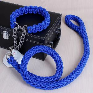 Adjustable Eight Strand Woven Dog Collar Leash Explosion Proof Nylon Pet Leash