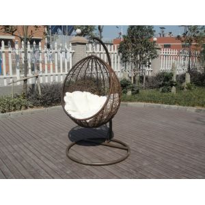 China PE Rattan Swing Chair , Garden / Balcony Glider With White Cushion on sale