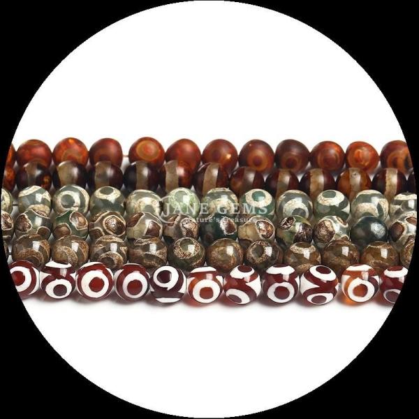 Round Shape Tibatan Agate Beads Loose Bead Strands for DIY Jewelry Making
