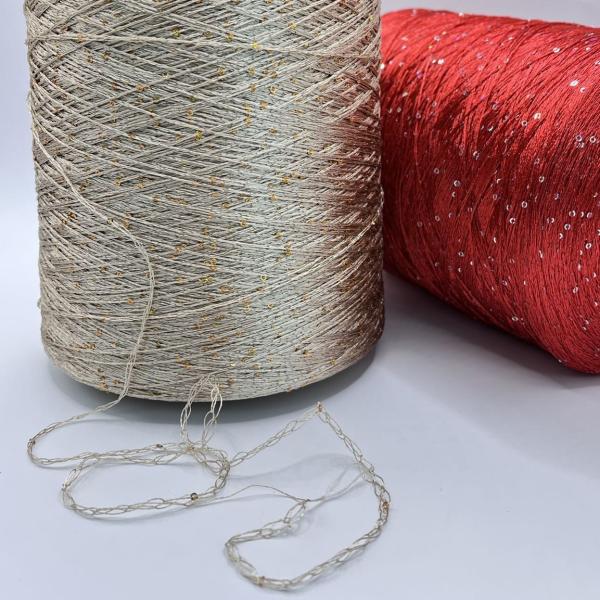 Quality 1/5.5NM 100% Polyester Sequin Yarn Eco-Friendly For Both Beginner And Advanced Crafters for sale