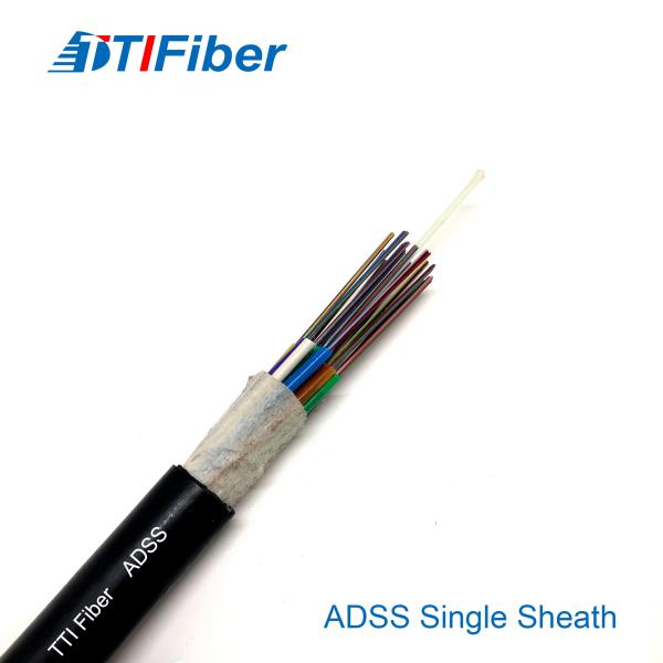 Buy cheap ADSS G652D Aerial 24 Core Single Sheath Fiber Optic Cable from wholesalers