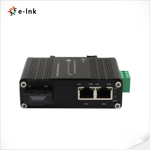 Micro Industrial 60W PoE++ Media Converter 2-Port 10/100BASE-T and 1-Port