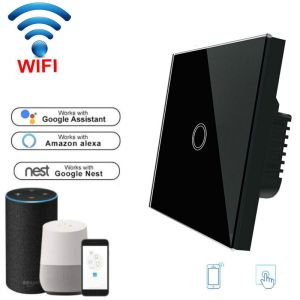Buy cheap Wireless Wifi Touch switch 220v Wall Light Switch EU standard home automation WiFi switch Mobile APP Control from wholesalers