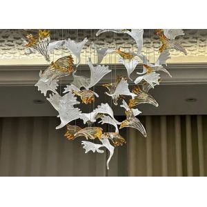 Buy cheap Romantic ribbon art chandelier glass twisted strip shape hotel lobby exhibition hall theater non-standard engineering chandelier from wholesalers