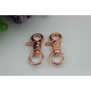 Buy cheap Leather handbag hardware rose gold swivel hook snap 14 mm & 13 mm round shape trigger snap hook from wholesalers