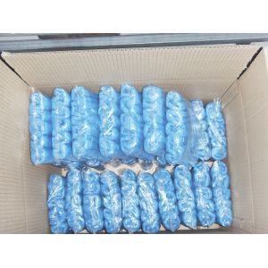 Buy cheap Light Blue Disposable Shoe Covers Elasticized Seam Fluid Resistant With Textured Tread from wholesalers