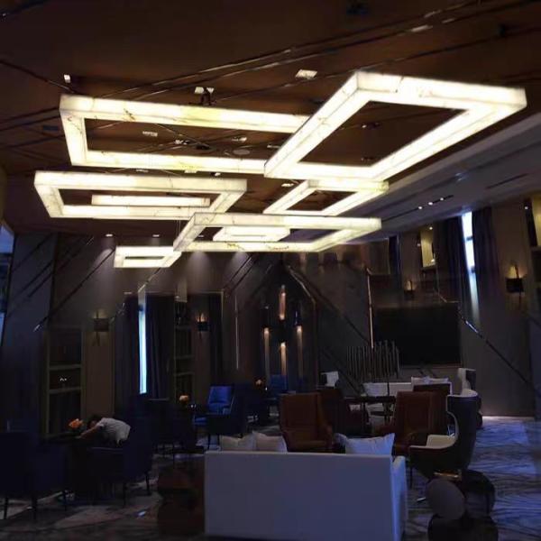 Buy cheap Modern Cloud Stone Large Geometric Art Ceiling Lamp Hotel Hotel Lobby Catering Office Engineering Customized Lighting from wholesalers