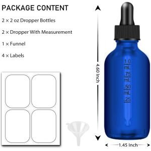 Buy cheap Dropper Bottle 2 Oz, Glass Eye Dropper Bottles For Essential Oils With Labels And Funnel, 2 Pack Tincture Bottles from wholesalers