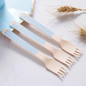 Buy cheap Eco Friendly Blue Stripe Compostable Cutlery Wooden Tableware Party Utensils from wholesalers