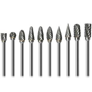 10PCS Carbide Burrs Set 1/4 Inch Tungsten Burrs with 6mm Shank for Cutting Tooth