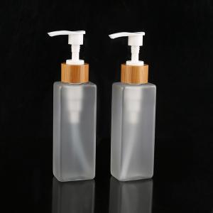 Buy cheap Frosted Clear Screw Plastic Lotion Bottles With Bamboo Pump Shell from wholesalers