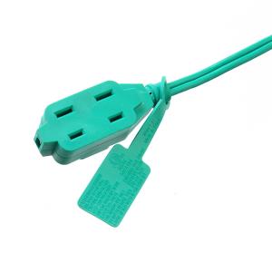 Buy cheap 3 Outlet Extension Cord with Green PVC Jacket Material SPT-2 14/2 AWG 6FT/12FT 2 Prong Power Strip and Safety Cap Cover from wholesalers