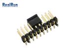 Black 2.54 Mm Header Connector PA6T 2 Row SMD Square Pin Male Plug