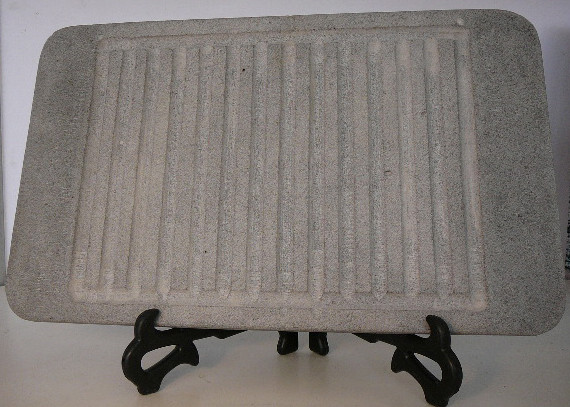 Quality 32x25cm Stone Grill Plates , Rectangular Stone Cooking Plate With Groove for sale