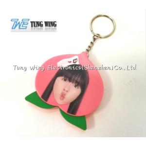 Cute Pink Peach Shaped Musical Keyring Custom Talking Keychain