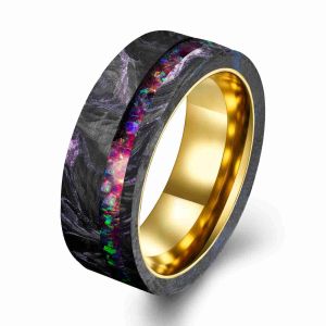 Buy cheap New Arrival 8mm Wide Custom Shinny Polish Forged Carbon Fiber Ring14K gold Ring with Purple Foil from wholesalers