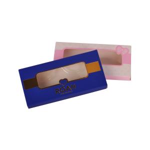 Buy cheap Blue Yellow Pink 350G Art Paper Eyelash Paper Box With Plastic Tray Window OEM from wholesalers
