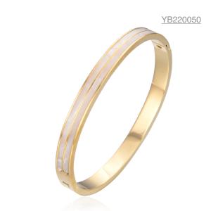 Buy cheap White Shell Embellished Premium Quality Bangles Stainless Steel Gold Snap Bracelets from wholesalers