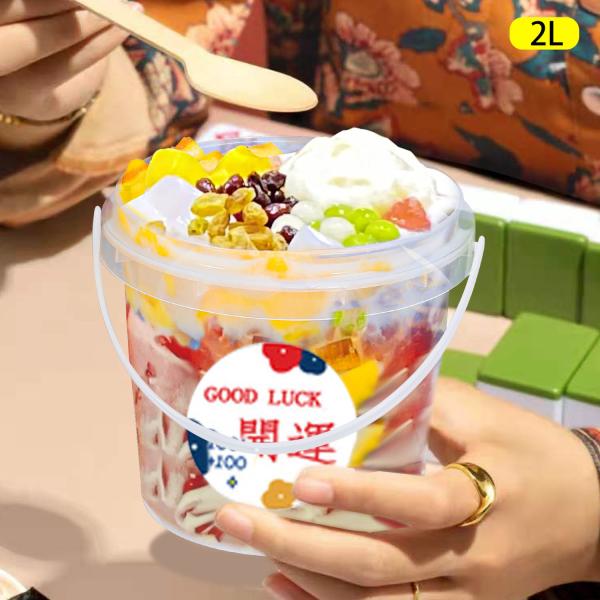 Buy cheap Water Bucket 500ml 1L 2L Plastic Pail With Lid For Water Yogurt Cookie Food Storage from wholesalers