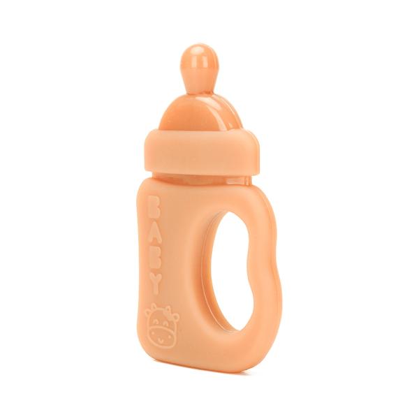 Brown ODM Silicone Teether Milk Bottle Teether Customized Food Grade