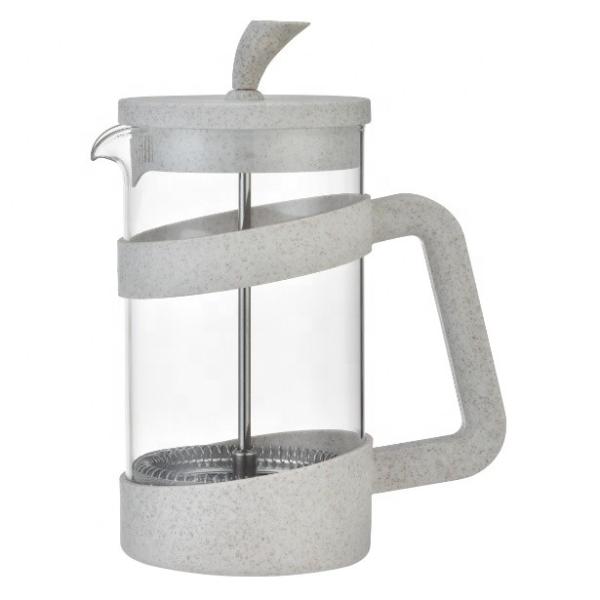 Quality Eco Friendly Material Wheat Straw Model High Temperature Resistant Borosilicate Glass 350ml Environmental French Press for sale