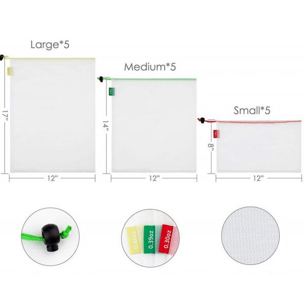 ISO9000 TUV Nylon Mesh Drawstring Bags RPET Produce Bags For Fruits Vegetables