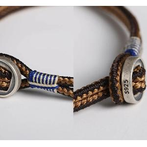 Buy cheap 925 Sterling Silver Handmade Button Protection String Weave Bracelets 15cm 17cm 19cm 21cm from wholesalers